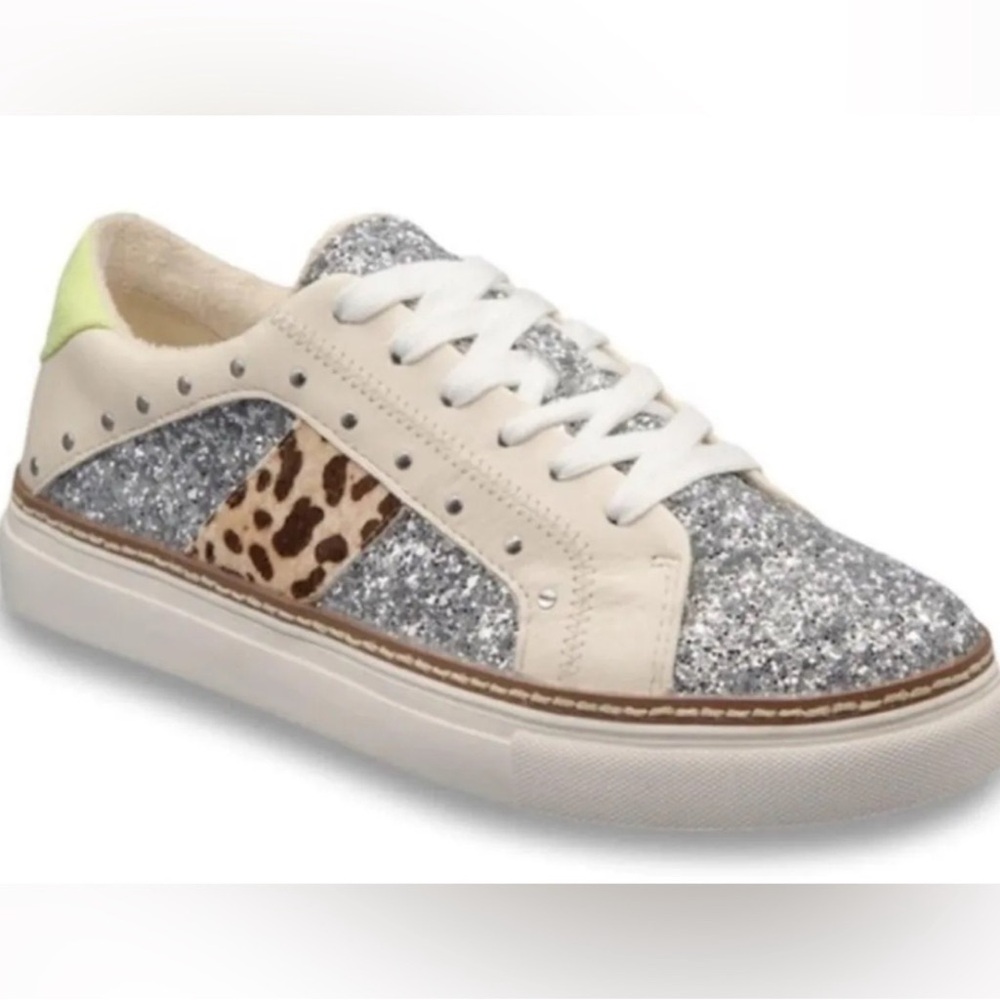 Crown vintage kalinda Glitter and Leopard Print Sneakers